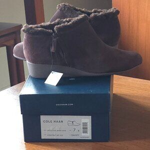 Cole Haan Callie / Waterproof Shearling Suede Wedge Booties